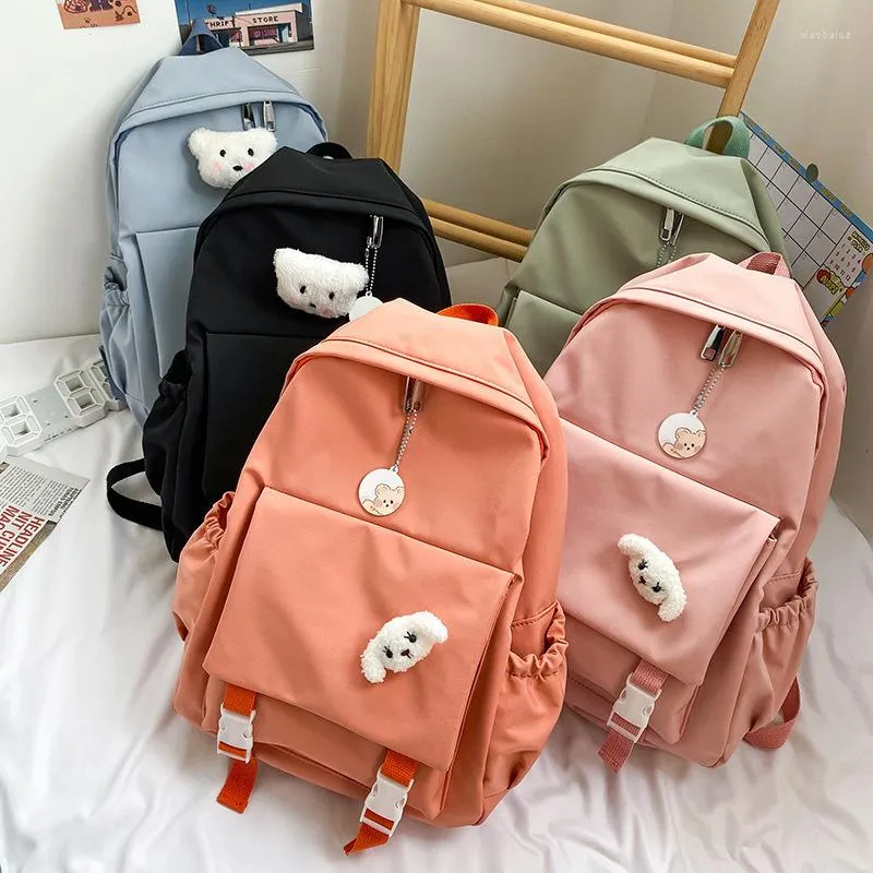 School Bags Waterproof Women Backpack With Pendant Female Schoolbag For Teenage Girls Travel Rucksack College Laptop Bag Mochila