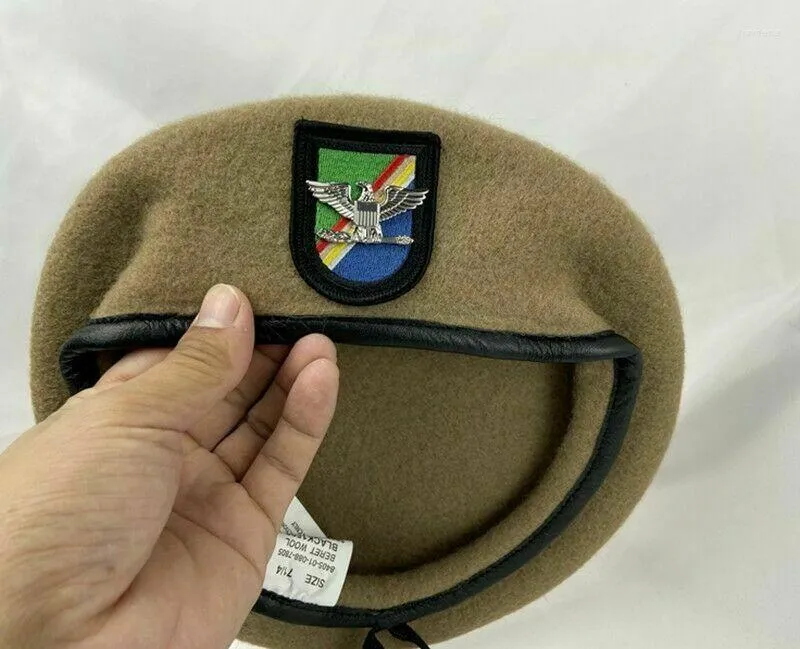 US Army Ranger Regiment Wool French Army Beret Khaki Col. Eagle Insignia Hat For Military Stores