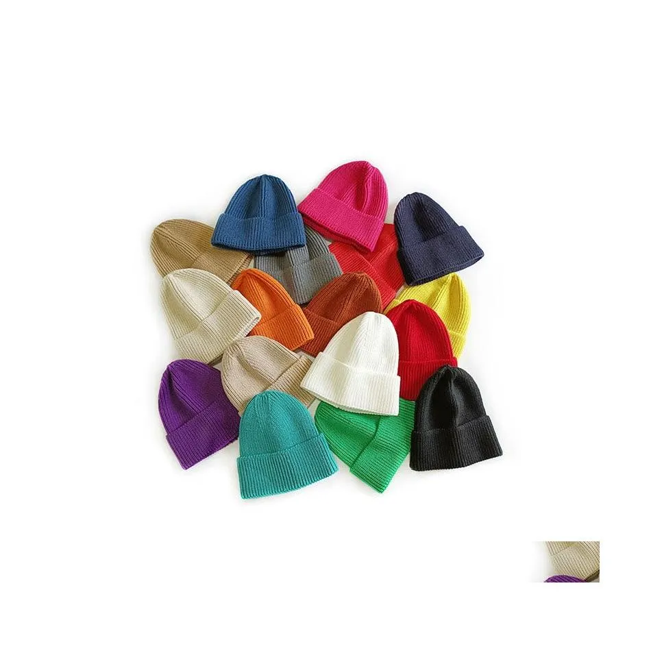 Beanie/Skull Caps Autumn Winter ADT Sticke Hat Candy Color Man Women Sticking Skl Beanies Warm Hats Drop Delivery Fashion Accessori Dheyl