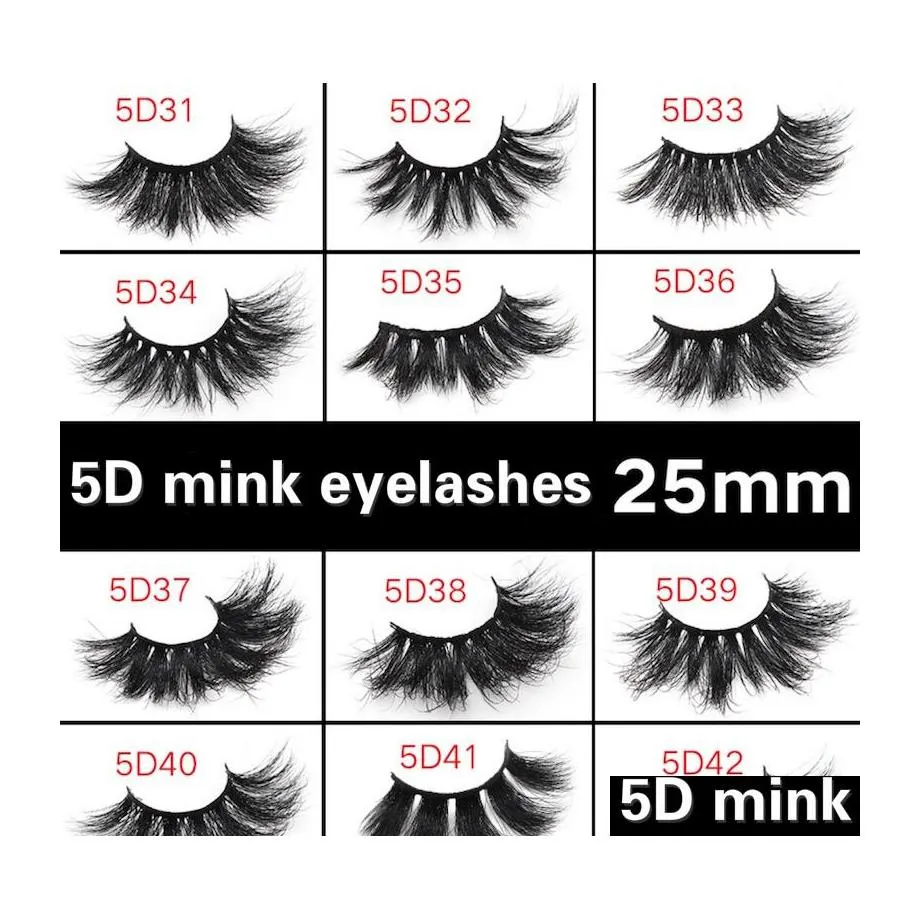 Falska ￶gonfransar 25 mm l￥ng 3d mink 4d 6d 5d stora 10 upps￤ttningar Drop Delivery Health Beauty Makeup Eyes Dh8wi