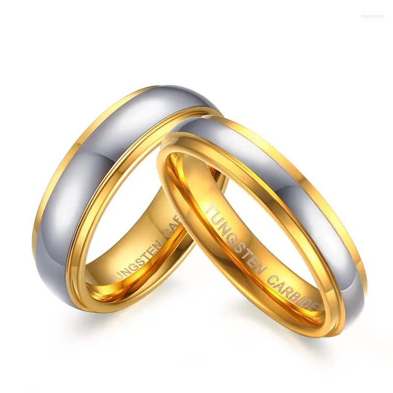 Anneaux de mariage Bandes de bague en carbure de tungstène de couleur or pour les couples amoureux 4mm femmes promesse de fiançailles de haute qualité R457G