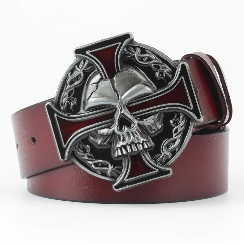 Belts Ghost Head Belt Buckle Leather Skull Desinger For Men Unisex Fashion
