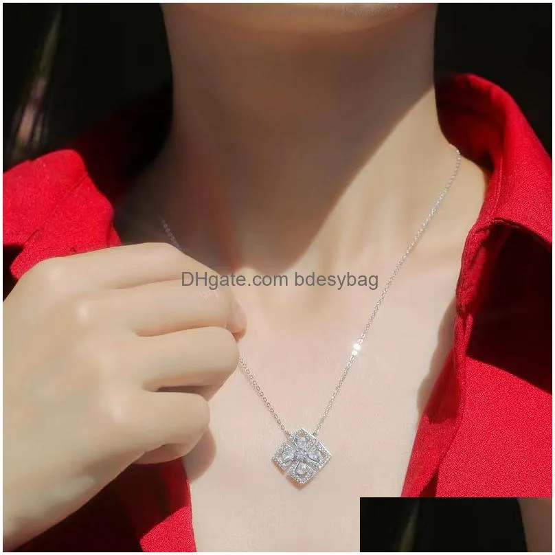 0hdb Pendant Necklaces Sterling Sier 01ct Moissanite Geometric Necklace for Women Jewelry Plated White Gold Diamond Test Pass Giftpendan D