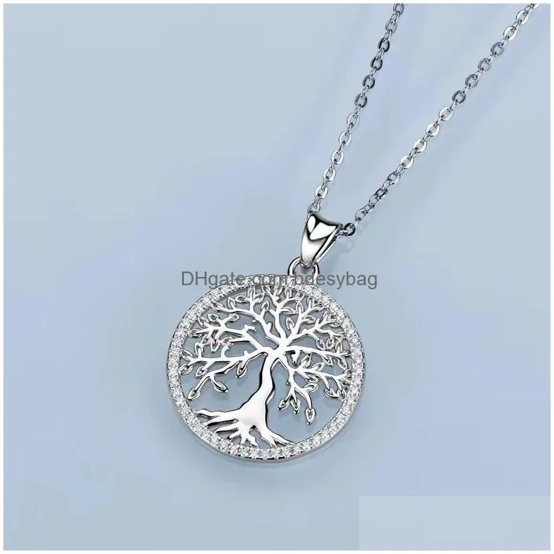 Gu6m Pendant Necklaces Tree of Life Moissanite Necklace Women S925 Sier Iced Diamond Ins 2022 Jewelry Moissanita Collares Pass Testerpend D