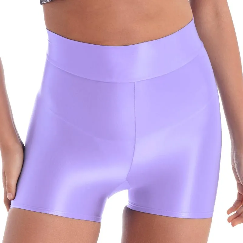 Shorts femininos femininos femininos elásticos lisásticos maiôs de banho de banho brilhante Gym Gym Gym Leggings para esportes ioga Surfingwomen's