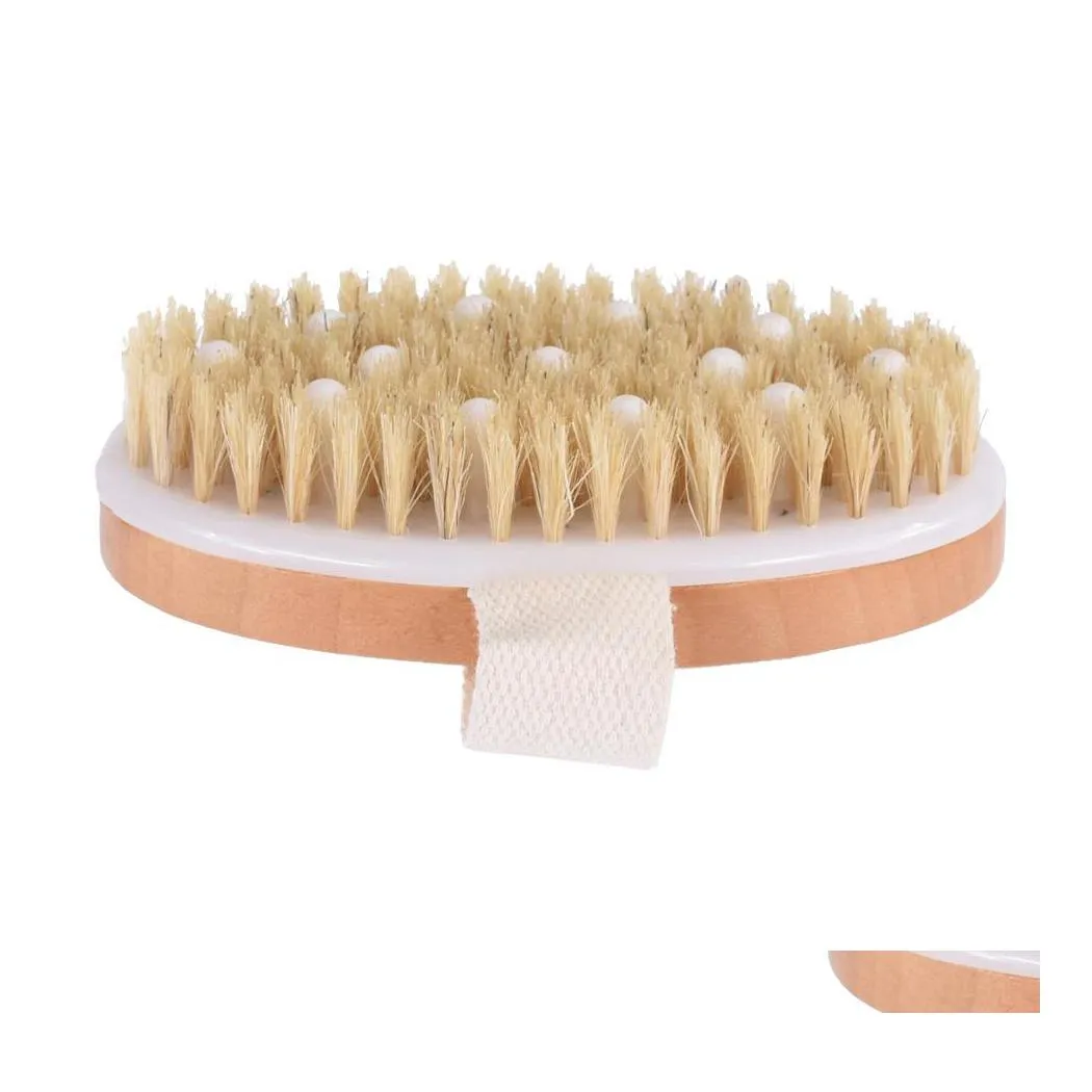 Brosses De Bain Éponges Épurateurs Brossage À Sec Brosse Pour Le Corps Exfoliant Peau Spa Mas Gommage Avec Des Poils De Sanglier Naturels Et Des Perles Douces D Dho1R