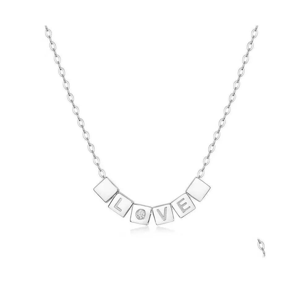 Rbl7 Hanger Kettingen Trendy S925 Sier 0015ct d Kleur Moissanite Liefde Ketting voor Vrouwen Verguld Wit Goud Vierkant Giftpendantpendant Dr Dh