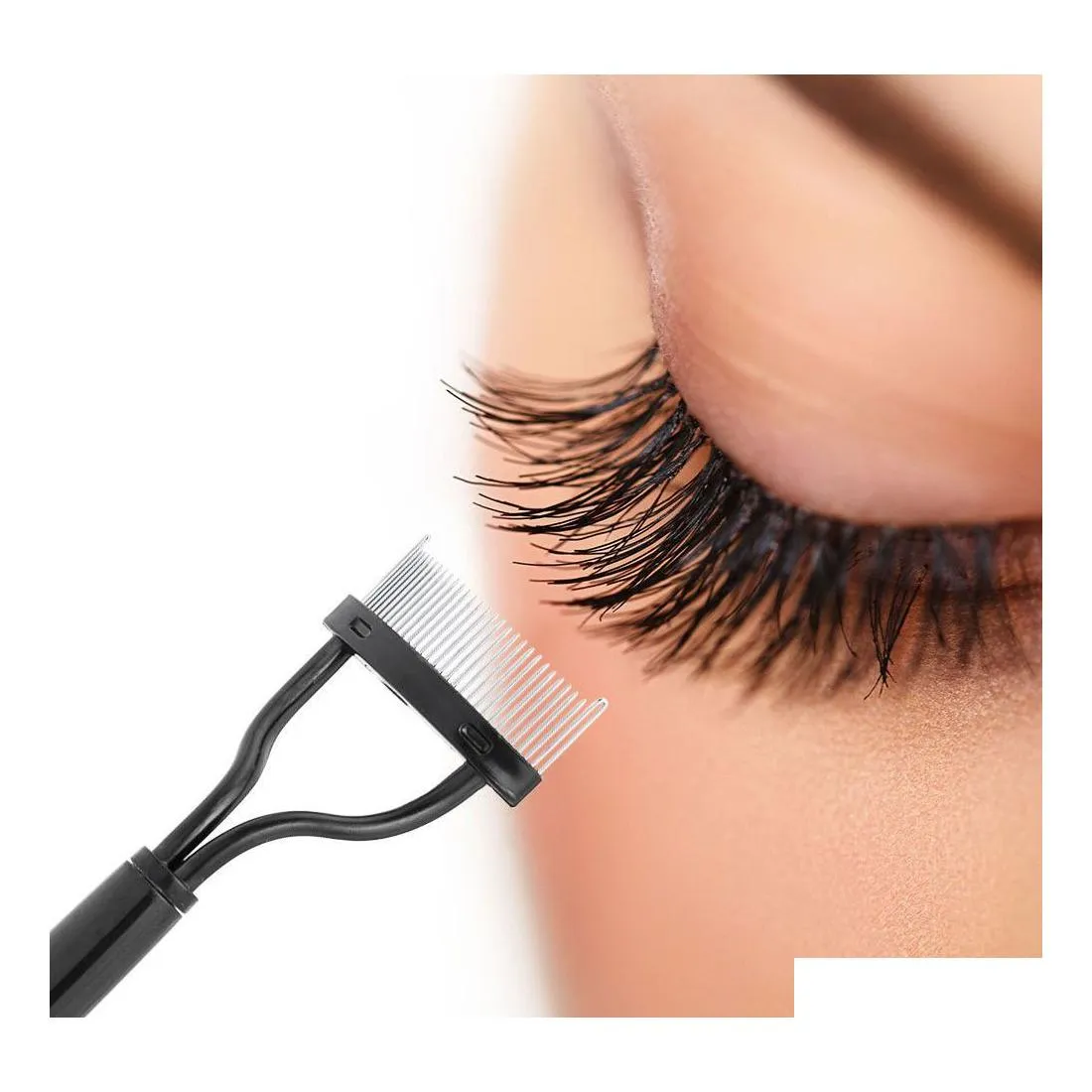 Piegaciglia Bellezza Trucco Separatore ciglia Spazzola metallica Pettine Mascara Curl Strumento cosmetico Consegna goccia Strumenti sanitari Accessori Dhzvx