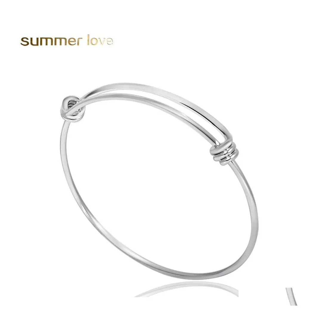 Charm Bracelets Adjustable Stainless Steel Expandable Twisted Wire Bangle Bracelet For Kids Women Diy Wholesale Fashion Simple Drop Ottoz