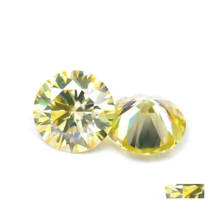 Andra pläterade guldgul färg VVS1 12 karat runda moissanite sten lös ädelsten pass diamant med gra för diy smycken ringother d dht8v