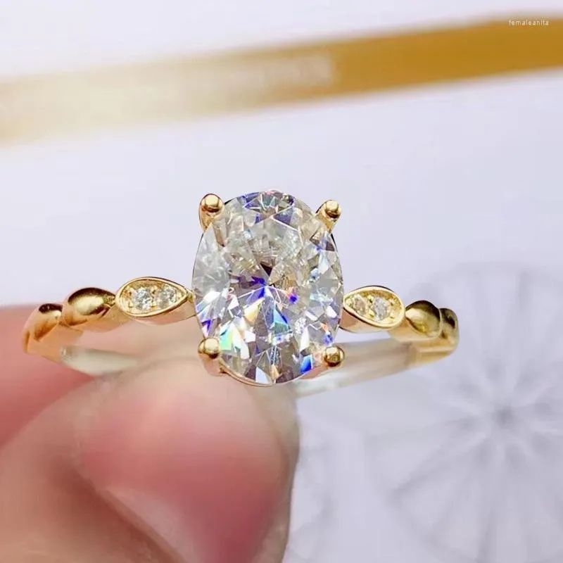 Wedding Rings Women's Gold Color Zircon Oval Shape White Crystal Lady Cocktail Party Band Engagement Ring Fine Jewelry