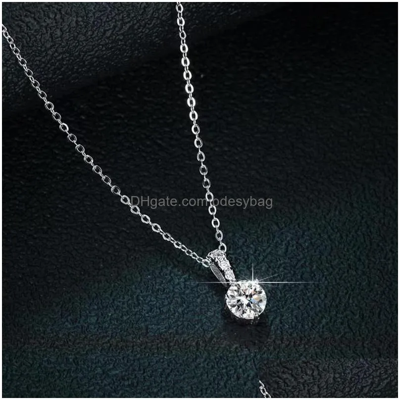 Levz Inne modne prawdziwe 1 D kolor moissanite Diamond Naszyjnik Kobiet biżuteria 100 925 Sterling Sier Clavicle z Gra Prezenter inny Dhhnv