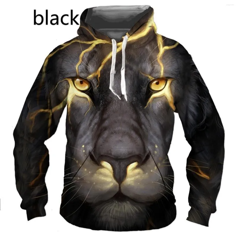 Felpe con cappuccio da uomo Felpa divertente con animali Felpa con cappuccio stampata alla moda con tigre 3D Leone Pullover casual