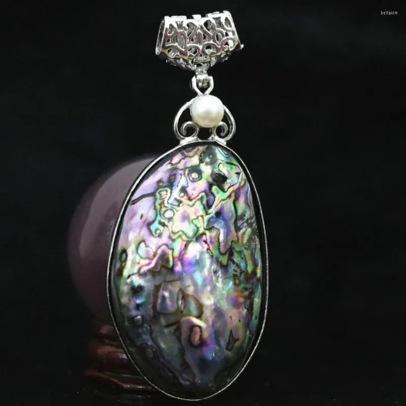 Naszyjniki wiszące naturalne skorupę abalone 33x60 mm Przybliżone owalne perełki perłowe klasyczna biżuteria piękności B1115
