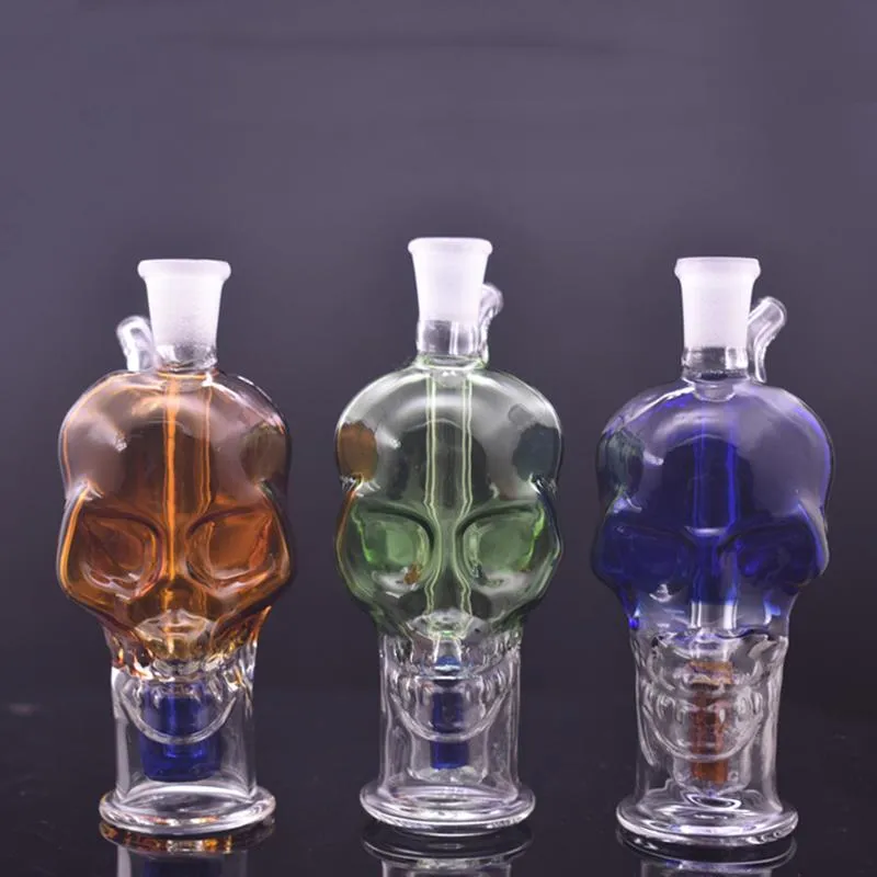 With Glass Oil Burner Pipe Smoking Water Pipe Skull Shape Oil Rigs Female Heady Recycler Beaker Bong Ash Catcher with Hose 2pcs