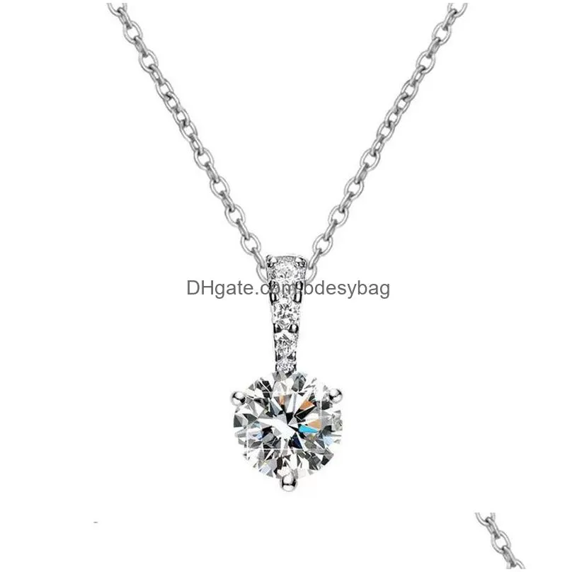 Levz Inne modne prawdziwe 1 D kolor moissanite Diamond Naszyjnik Kobiet biżuteria 100 925 Sterling Sier Clavicle z Gra Prezenter inny Dhhnv