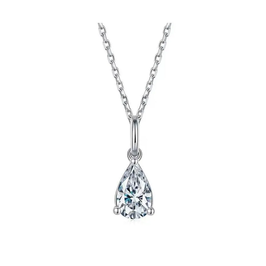 Other Trendy 1 D Color Vvs1 Pear Cut Moissanite Penant Necklace 925 Sterling Sier Gra Charm Birthday Giftother Drop Delivery Jewelry Dhbyd