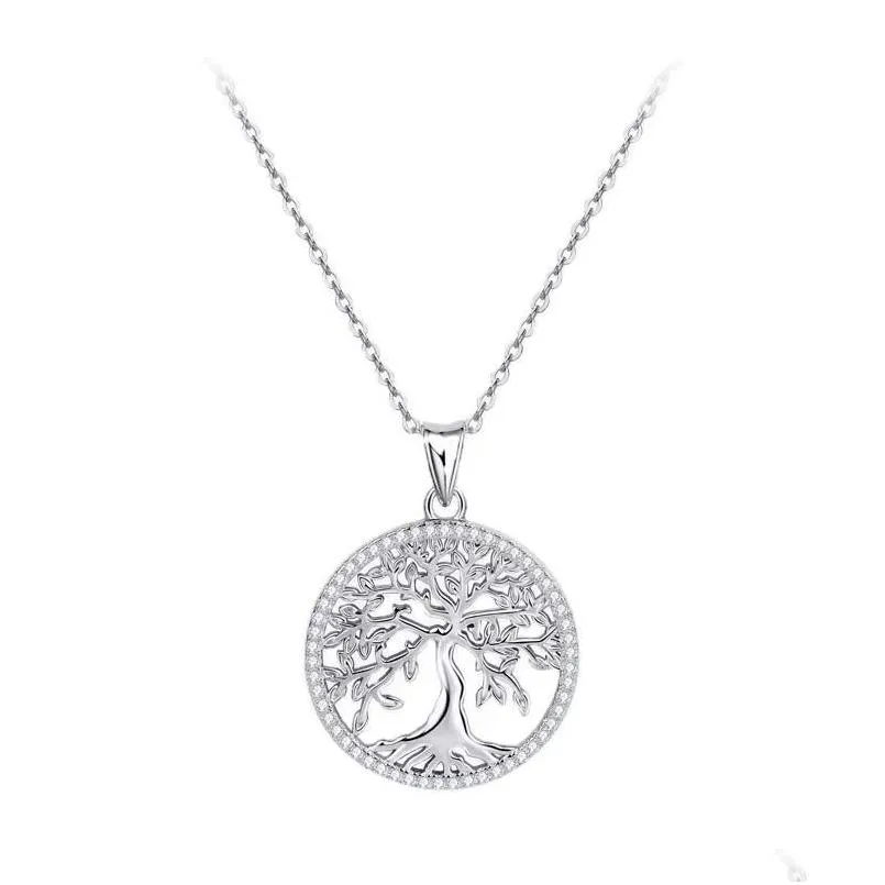 Gu6m Pendant Necklaces Tree of Life Moissanite Necklace Women S925 Sier Iced Diamond Ins 2022 Jewelry Moissanita Collares Pass Testerpend D