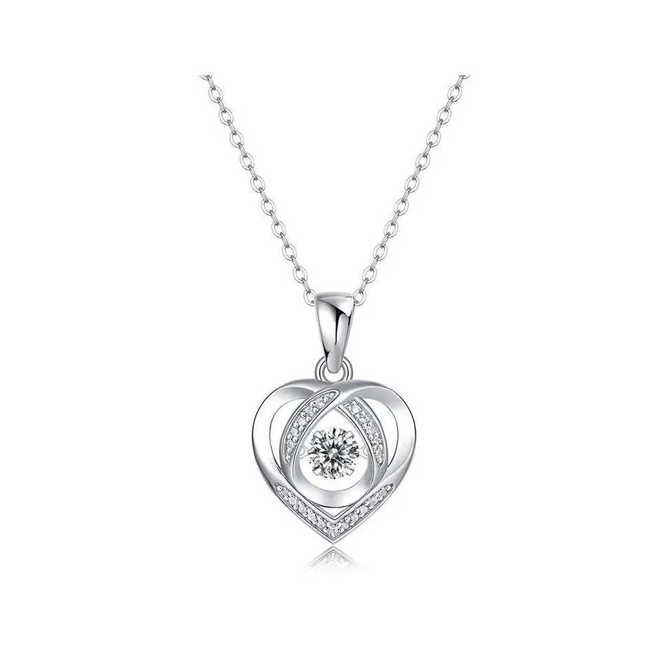 5wc8 Pendant Necklaces Trendy 925 Sterling Sier 05ct d Color Vvs1 Moissanite Heart Necklace for Women Jewelry Diamond Test Pass Giftpend Dh5