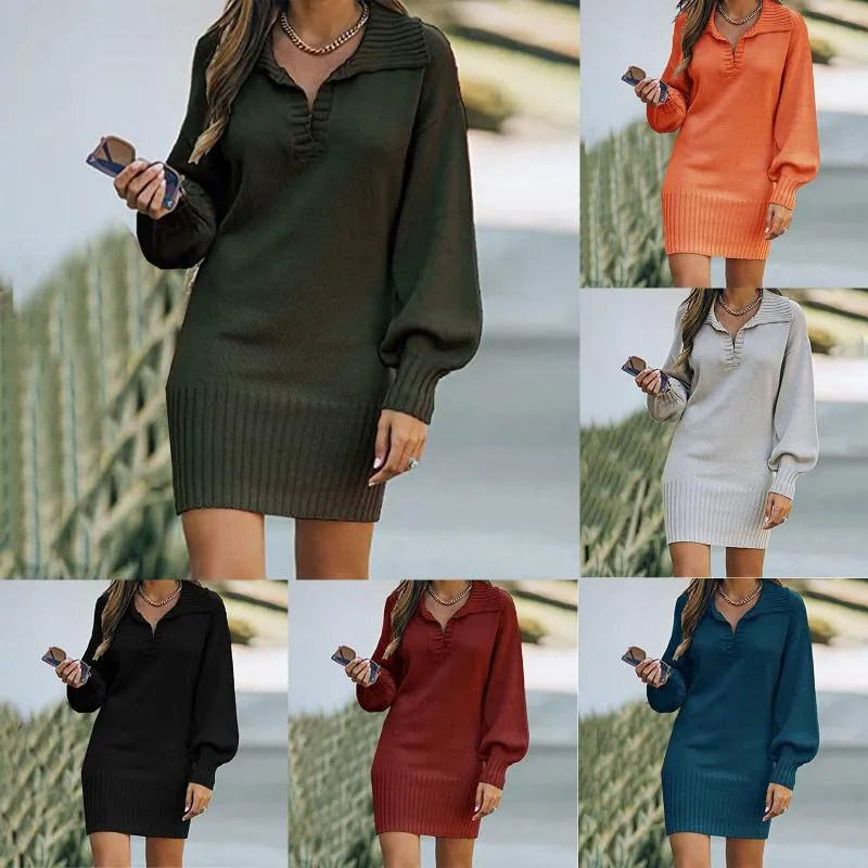Casual Dresses for Women - Long Sleeve Loose Fit Pullover Sweater Wrap Dress - Solid Color Warm Knitted Winter Dress Casual Dresses for Women - Long Sleeve Loose Fit Pullover Sweater Wrap Dress - Solid Color Warm Knitted Winter Dress