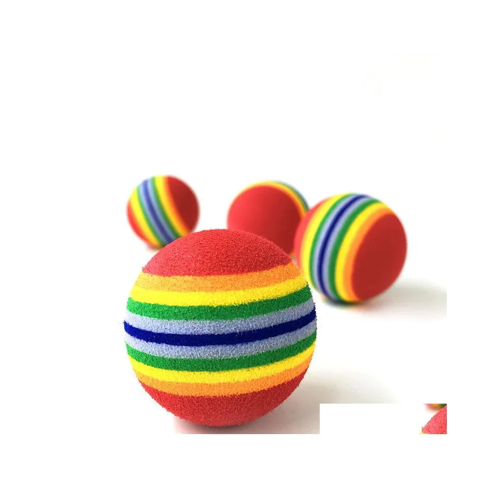 Cat Toys 3.5Cm Rainbow Colorf Dog Toy Ball Interactive Kitten Play Chewing Rattle Scratch Eva Training Pet Supplies Drop Delivery Ho Dhrxo