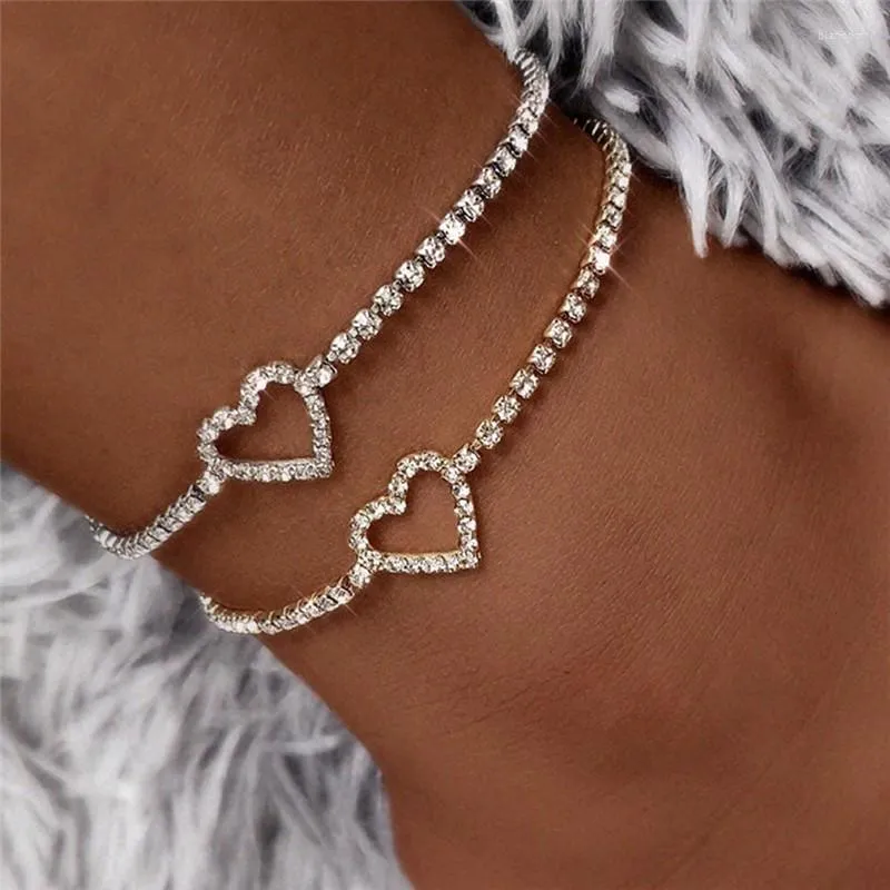 Anklets Huitan Fancy Hollow Out Heart Anklet Bracelet Women 1Pcs Leg Chain Love Ankle Girl Gift Statement Jewelry Wholesale Bulk