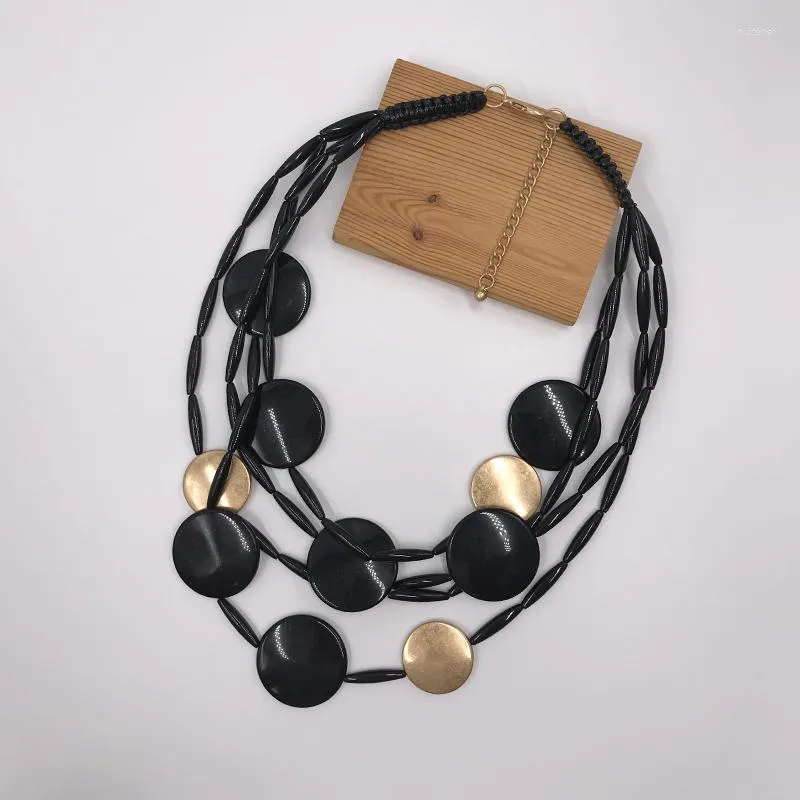 Choker Suekees Boho Fashion Jewelry Gothic Layered Necklace Earthy Wax Cord Black Acrylicccb Beads Collares Women Accessories