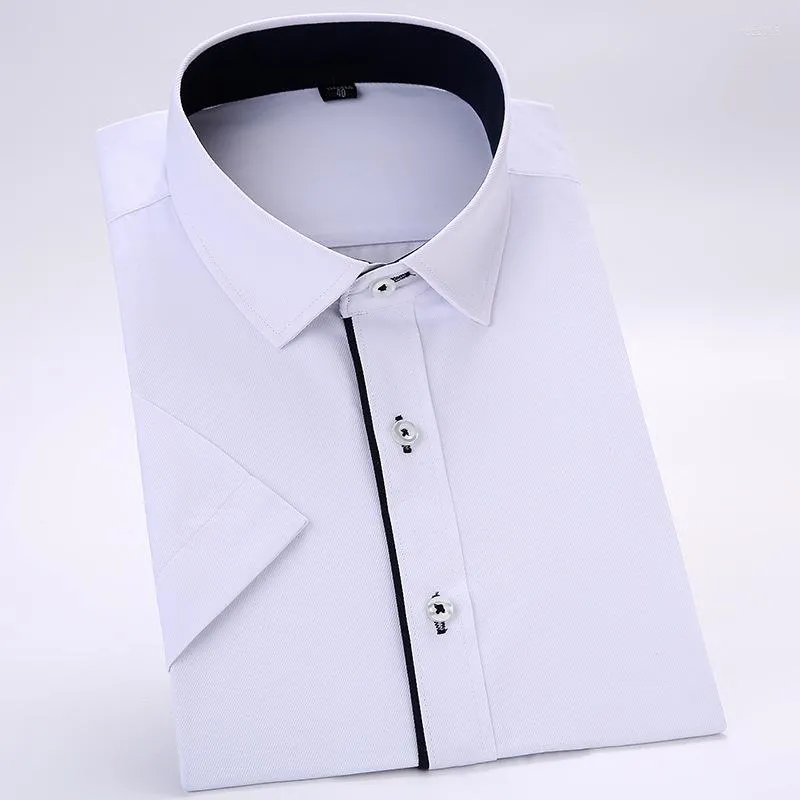 Chemises décontractées pour hommes Qualité Été Hommes Chemise À Manches Courtes Hommes Robe Homme Business Party Solide Travail Porter Formel Slim Fit Mâle