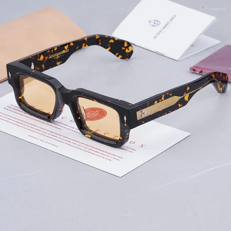 Güneş gözlüğü JMM ASCARII Orijinal Erkekler Kare Klasik Tasarımcı Asetat Orijinalleri Ile El Yapımı Güneş Gözlükleri Gözlük