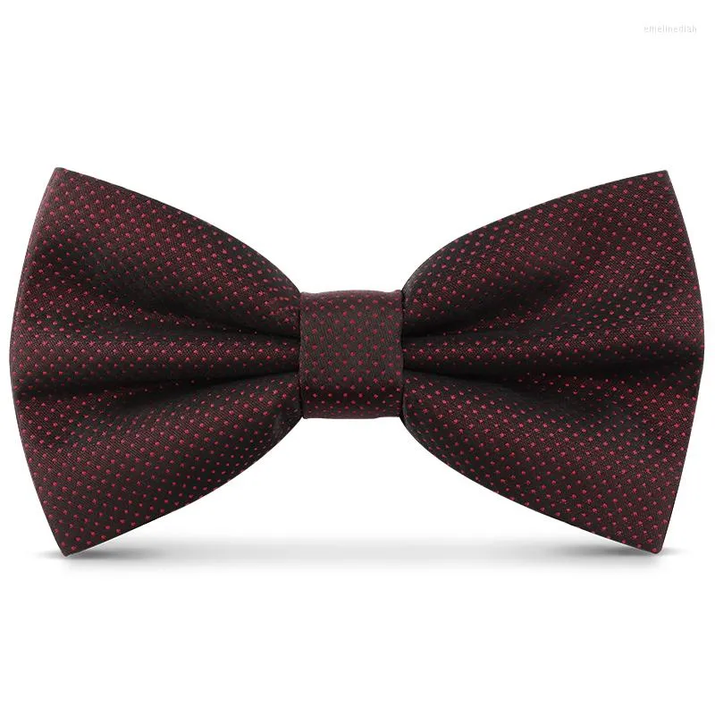 Bow Ties 2023 Fashion Men's For Wedding Double Fabric Dark Red Dot Bowtie Banquet Jubileum Butterfly Tie med presentförpackning