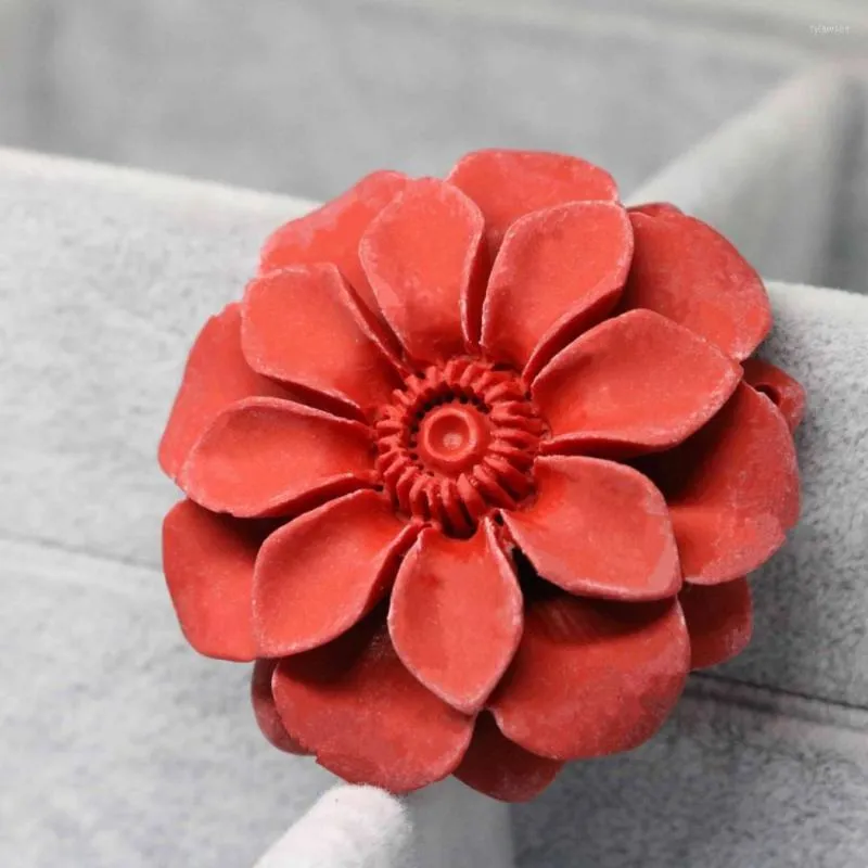Pendentif Colliers Haute Qualité Taiwan Synthétique Rouge Cinabre Grande Fleur Fit Pour Femmes Longue Chaîne Collier Accessoire Fabrication De Bijoux 49mmB1537