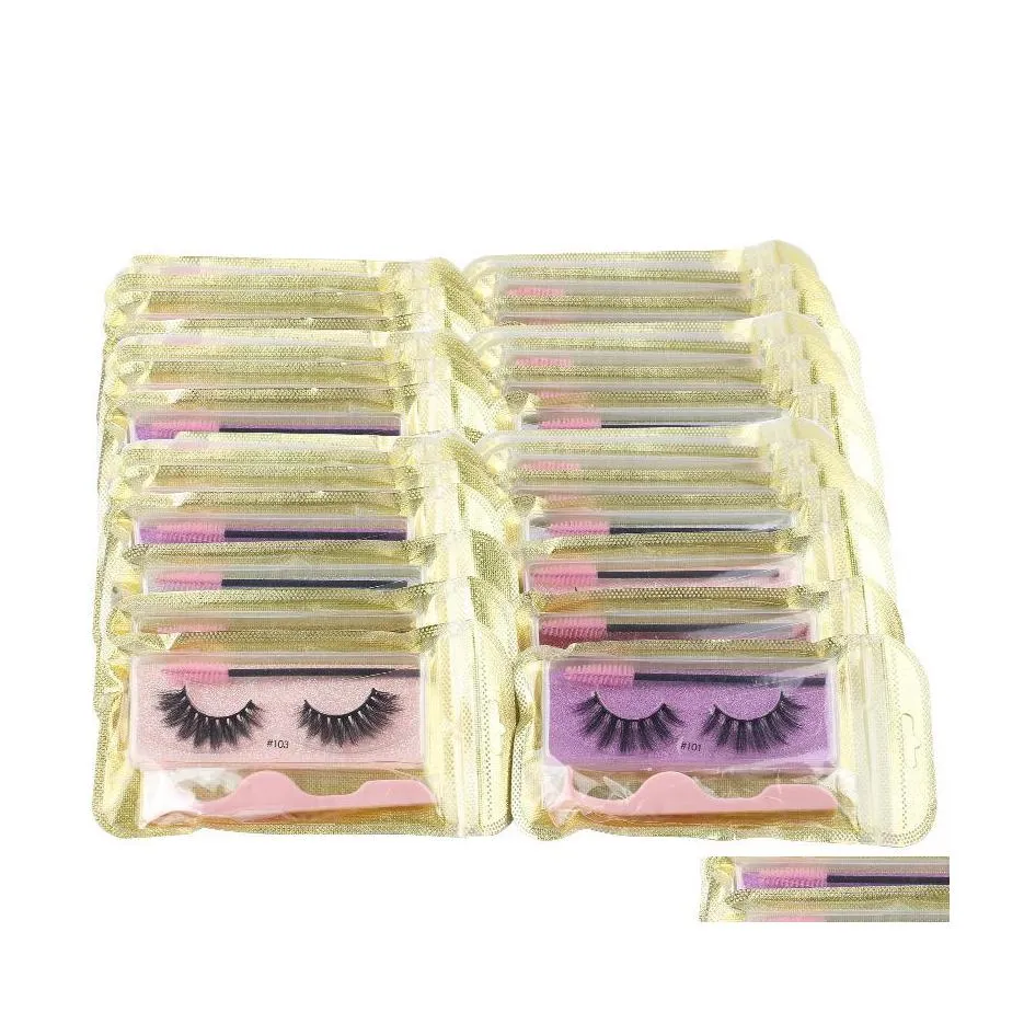 False Eyelashes 3D Lashes Pairs Of Wholesale Combination Lash Curler And Brush Natural Thick Make Up Beauty Eyelashe Kit Drop Delive Dhbaq