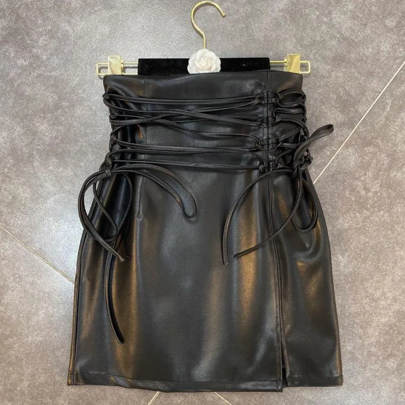 2912078 Black Tie Waist Skirt main image 1