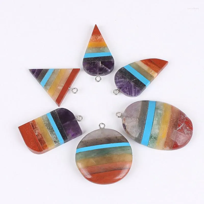 Pendant Necklaces 2023 Natural Crystal Seven Chakra Necklace Personality Energy Stone Men And Women Jewelry 6pcs