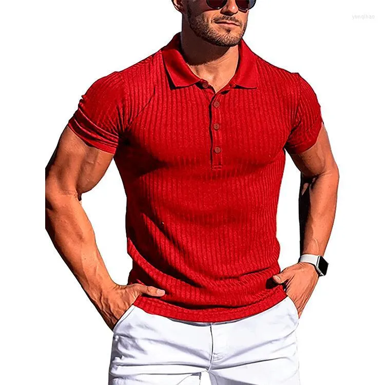 Polo da uomo T-shirt da uomo sportiva da corsa per il fitness T-shirt da polo a maniche corte con striscia elastica alta estiva Supporto in maglia sottile per uomo Taglia asiatica