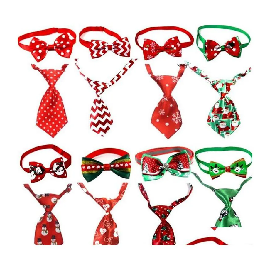 Vêtements pour chiens Noël Cravates pour animaux de compagnie Année Cravates à la main réglable Set Festival Accessoires Fournitures Drop Livraison Maison Jardin DH2XT