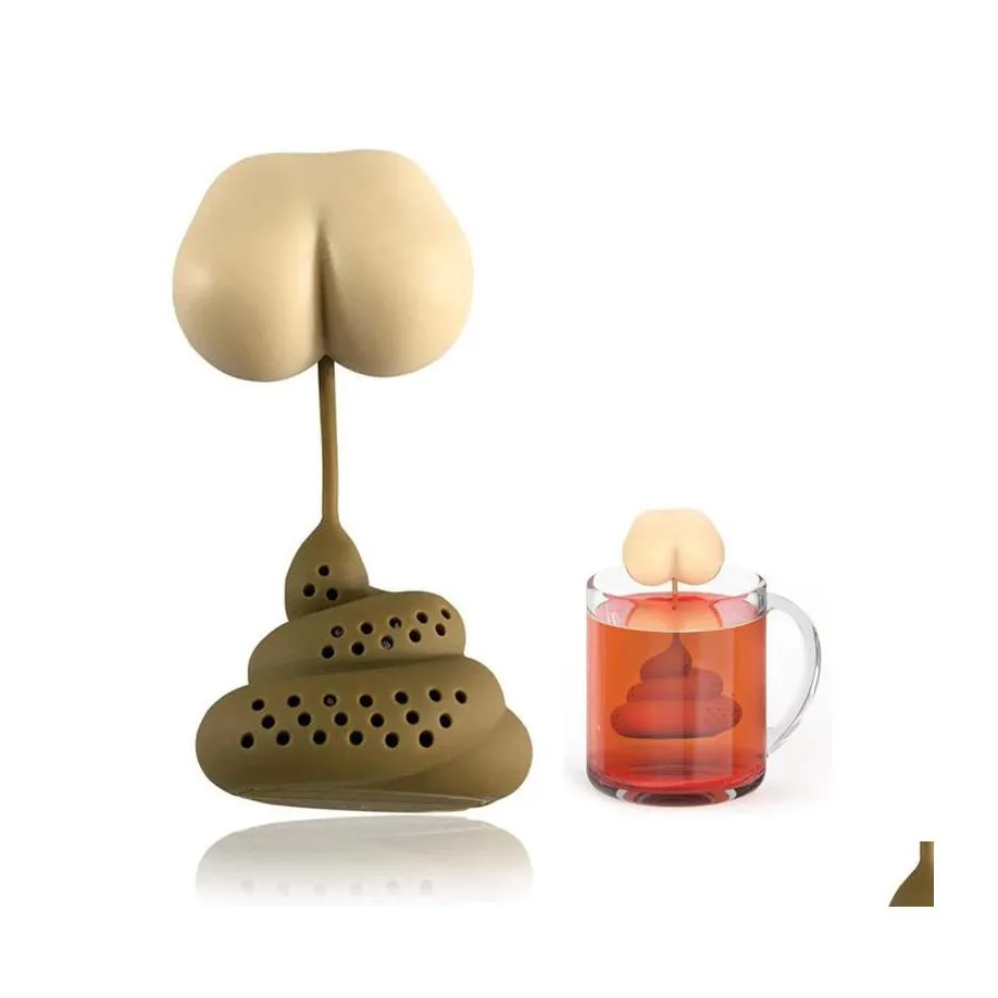 차 Infusers 재사용 가능한 Sile Infuser Creative Poop Shaped Funny Herbal Bag Coffe Coffe Coffee Coffe Coffe Coffe Coffe Coffe Coffee Difpuser 스트레이너 액세서리 배달 H DHGAI