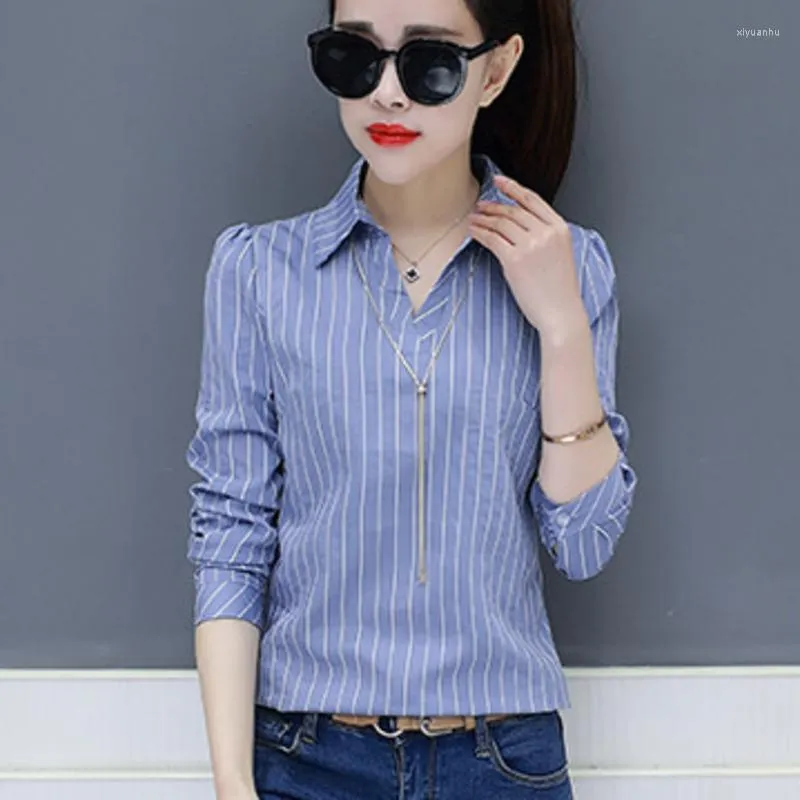 Women's Blouses Women Spring Summer Style Chiffon Lady Casual Office Work Shirt Wear Striped Blouse Autumn All-match Slim Female Top