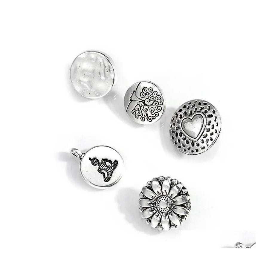 Charms Heart Love Charm Pendant Steel Color Metal Black Word For Diy Jewelry Making Supplies Fashion Flower Shape Buttons Drop Deliv Otl3S