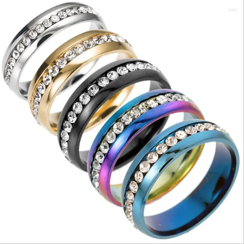 Wedding Rings Sz5-13 Men/Women CZ Couple Stainless Steel Ring Titanium Engagement Band Women Party Gift
