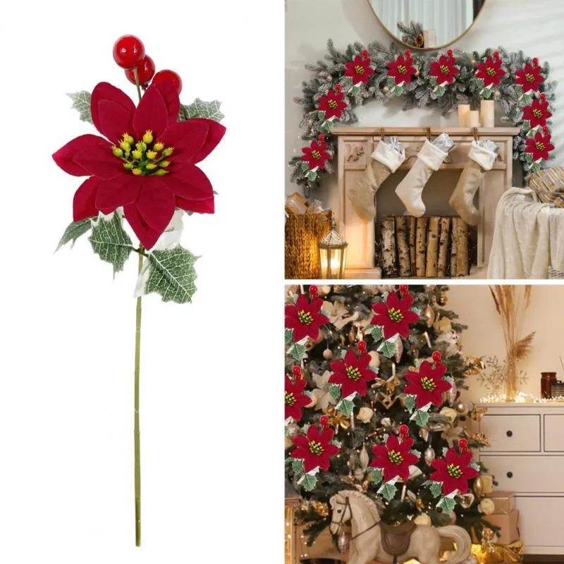 Decorative Flowers Easy Care 6Pcs Pretty Add Festive Ambience False Red Berries Everlasting Simulation Flower No-watering For Home