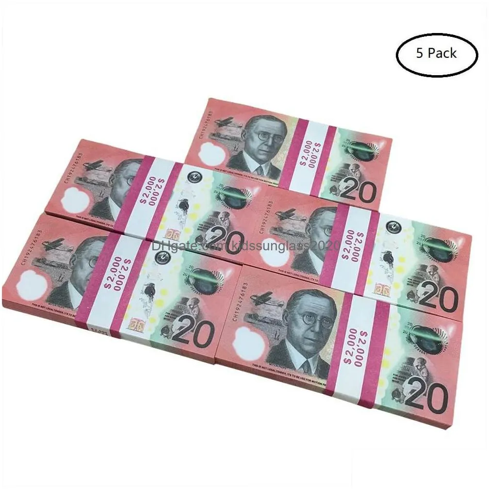 Jeux de nouveauté Prop Aud Billets de banque Dollar australien 20 50 100 Copie papier Fl Imprimer Billet de banque Argent Faux Monopoly Film Props Drop Deliv DhqdtFDN0