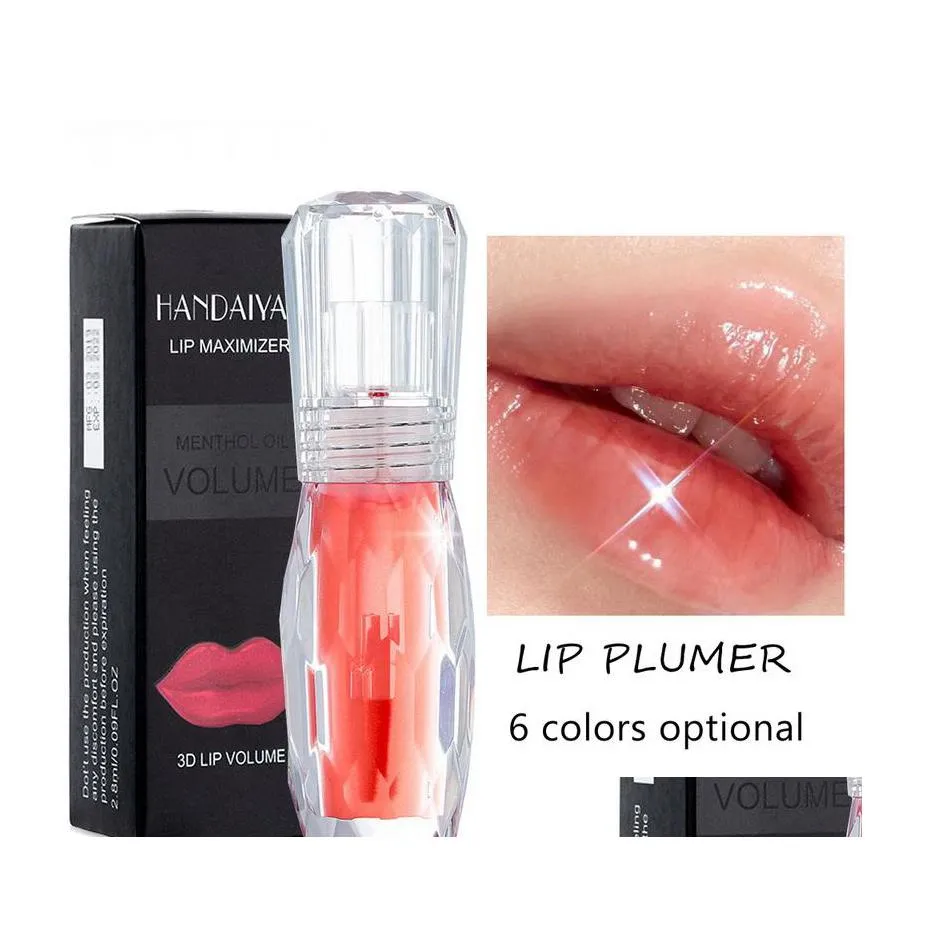 Lips Handaiyan geléia lábios Plump Natural 6 Cores Opção de menta Hidratante 3D Cristal Cosmetics Maquiagem Lipgloss Drop Delivery Dhrsu