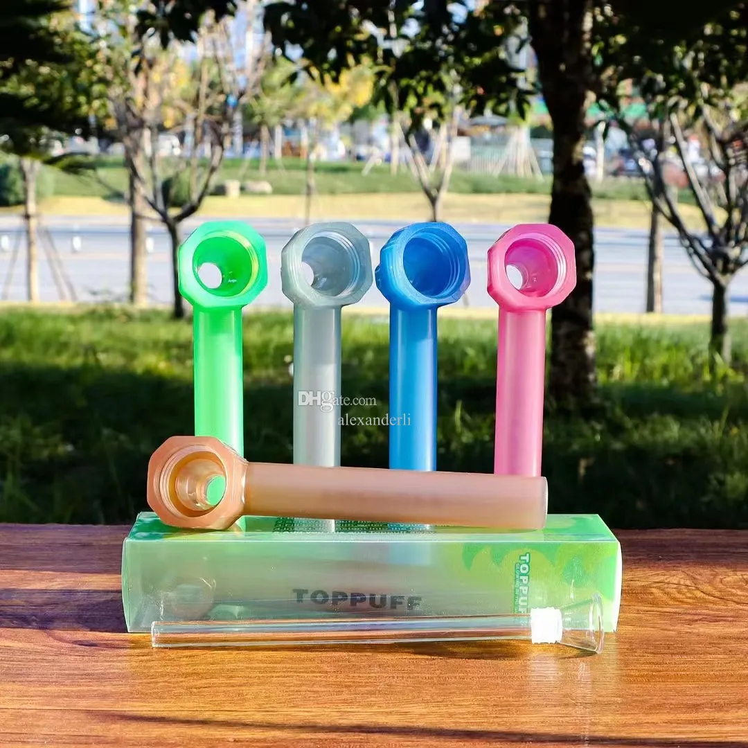 TOPPUFF Smoking Pipe Glow In The Dark Screw-on Water Pipe top puff Glass Shisha Acrylic Bong Tobacco Herb Pipes Hookah Gun Portable Herbal Holder