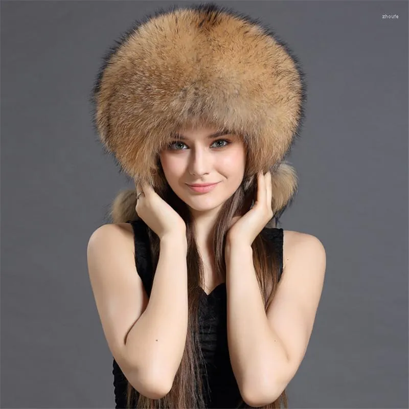 Boinas luxuoso verdadeiro lii feng chapéus de retalhos de retalhos russo ushanka chapéu earflap winter quente tampas de bombardeiro de esqui neve