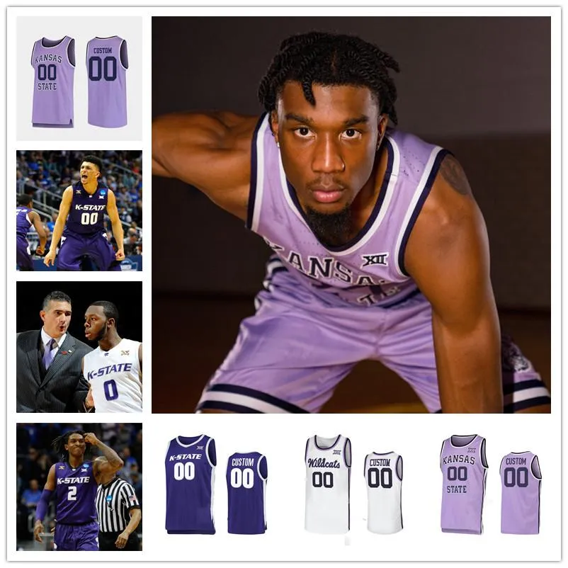 NCAA Custom Kansas State Wildcats كرة السلة جيرسي 13 مارك سميث 23 جوردون بروكس 25 إسماعيل مسعود 32 لوجان لاندرز ماركيز نويل ماكسيموس إدواردز 3 سيلتون ميغيل