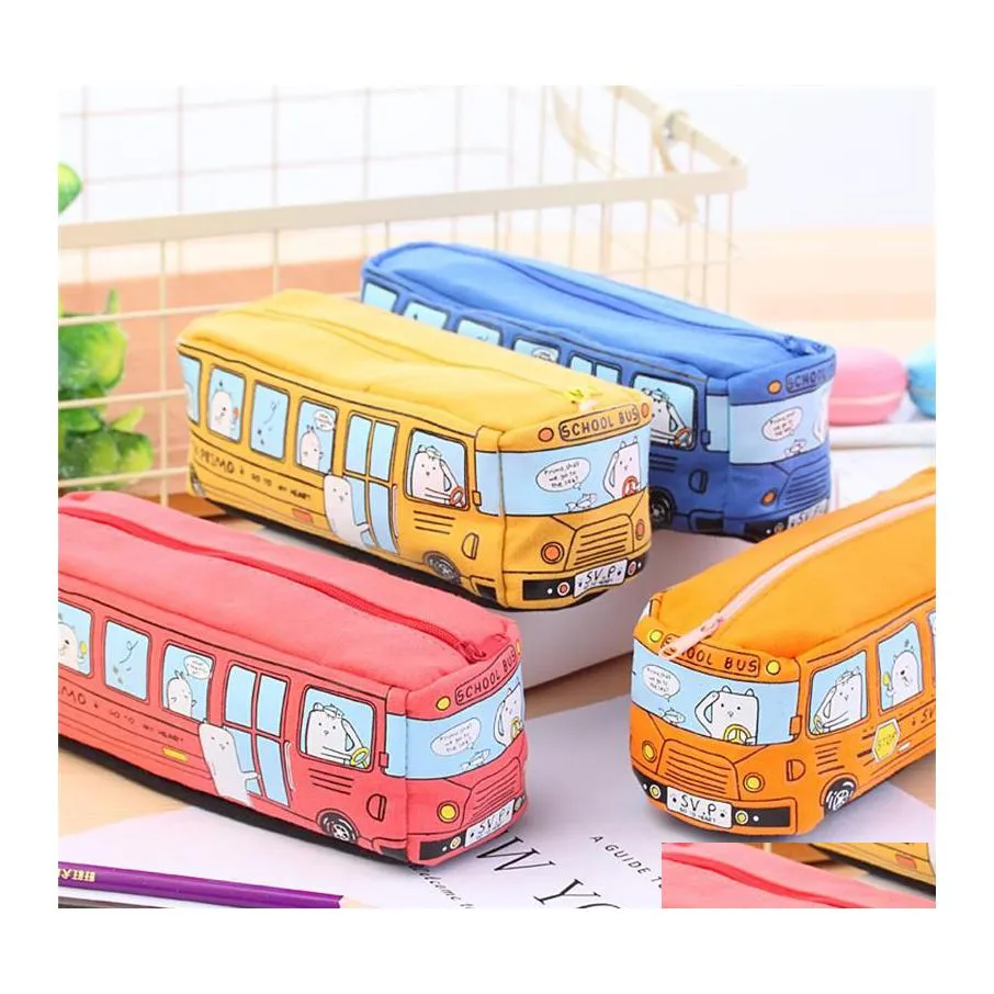 Blyertspäskor kreativa stora dukbilarbilsföretag bussar påse flicka pojkar stspelare penna fall lagringshållare droppleverans av dhi8f