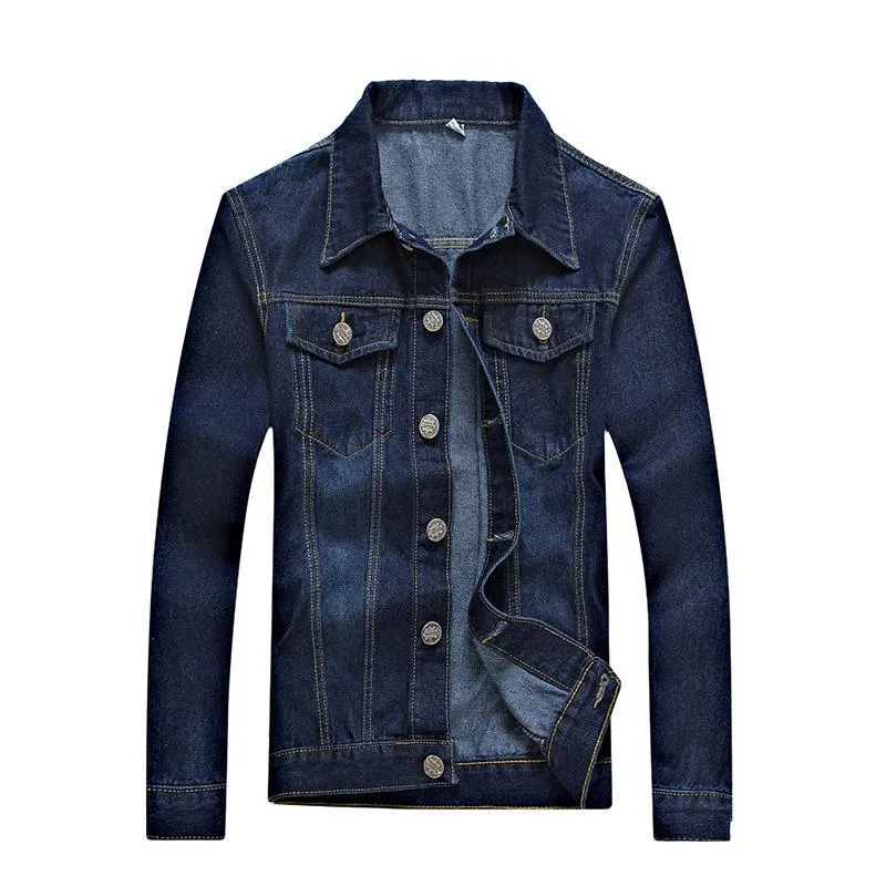 Jackets masculinos Spring Autumn Men Jacket Jean Button Abrindo Tops Slim Tops elegante Simplicidade Blue escuro Macho de roupas de roupas masculinas