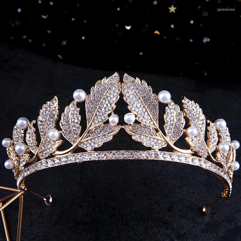 Headpieces Bridal Crown Headdress European And American Retro Simple Rhinestone Hair Band Pearl Wedding Dress Accessories