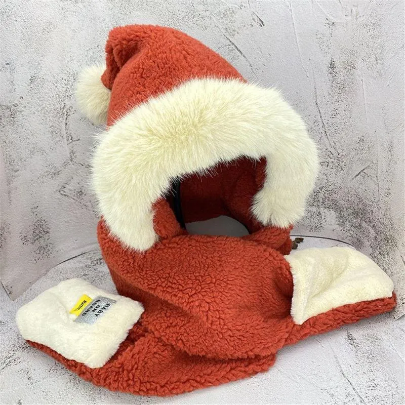 Берец Рождественский ветрозащитный плюшевые густые зимние шляпные шарф -шарф -перчатки на ушные ушные навеса для велосипедной шейки шапочки для шеи
